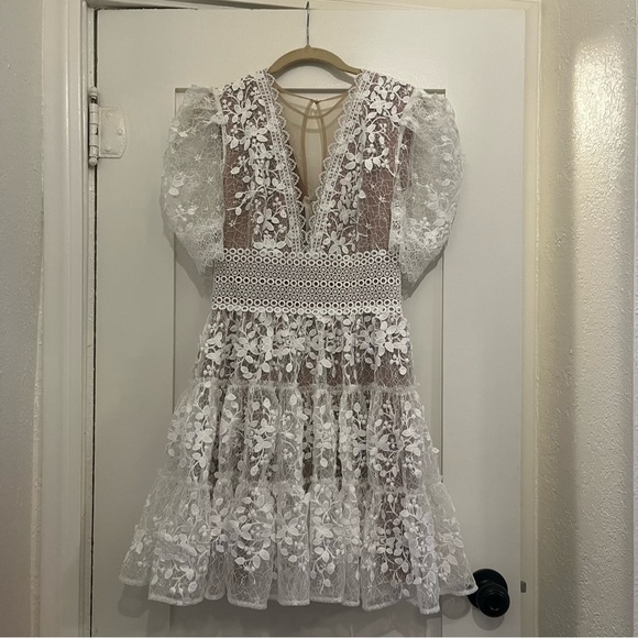 Bronx and Banco "Megan" Mini Dress in White Lace - Size 4 (S) - Picture 3 of 14